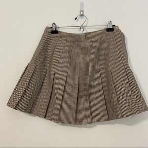 Tan Plaid Pleated Tennis Skirt